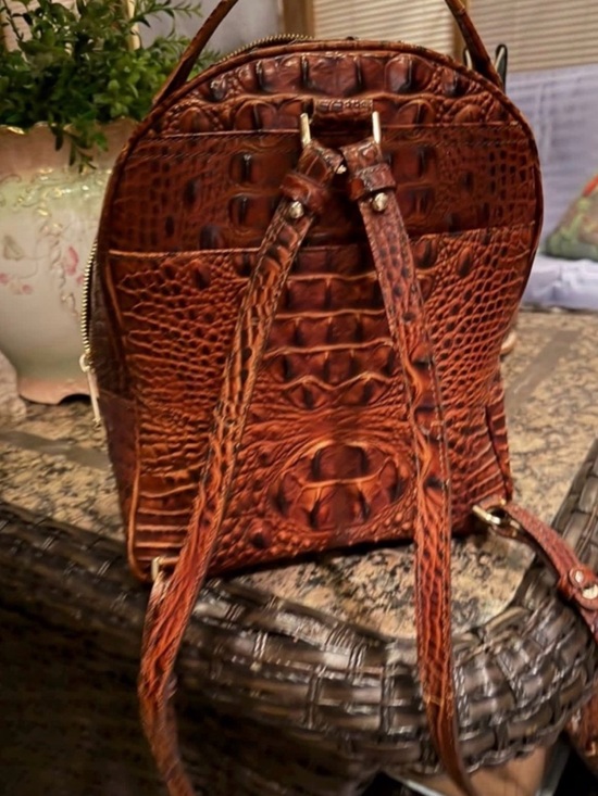 Brahmin Handbags - Brahmin Brown Croc-Embossed Leather Backpack